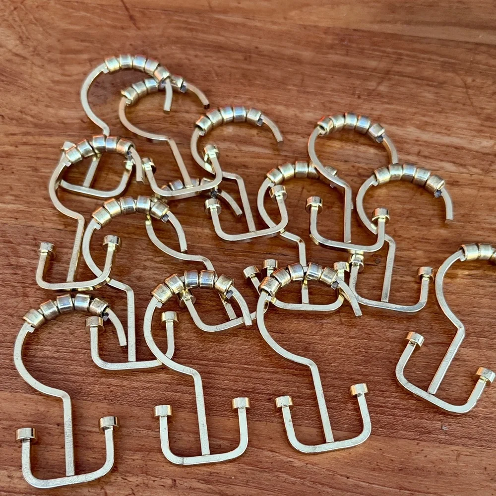 Set of 18 Gold Shower Curtain Hooks